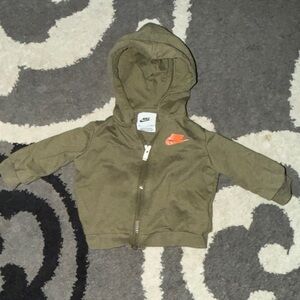 Nike Kids Olive Hoodie with Orange Logo